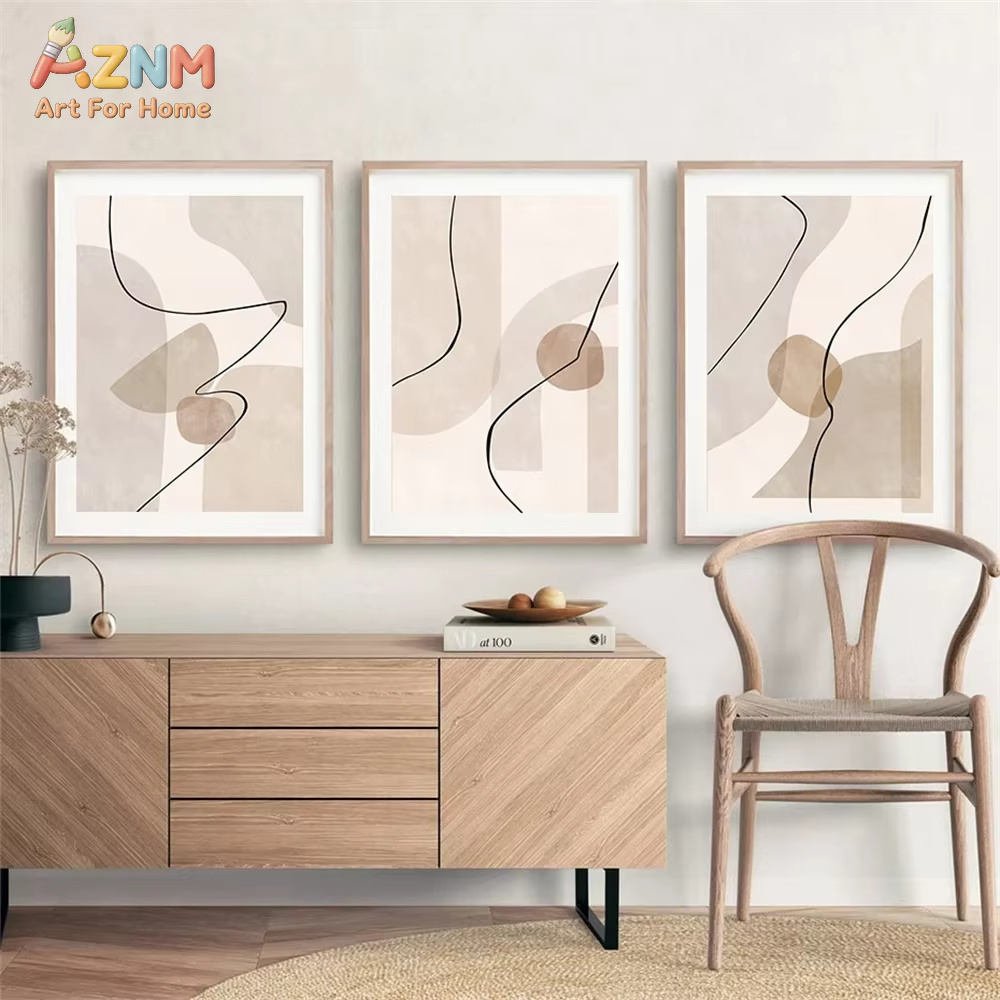 Abstract Beige Geometry Line W - Interior Design Home ulasan dan harga