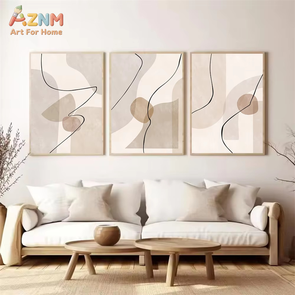 Abstract Beige Geometry Line W - Interior Design Home ulasan dan harga