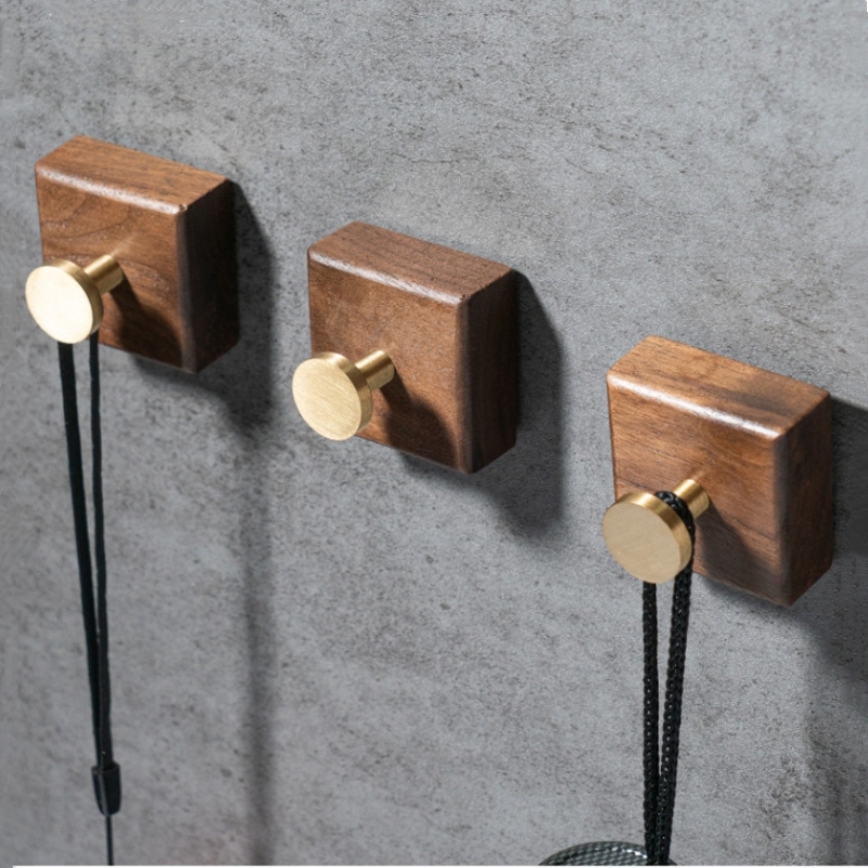 2/1pcs Walnut Wood Brass Hook  - Interior Design Home ulasan dan harga