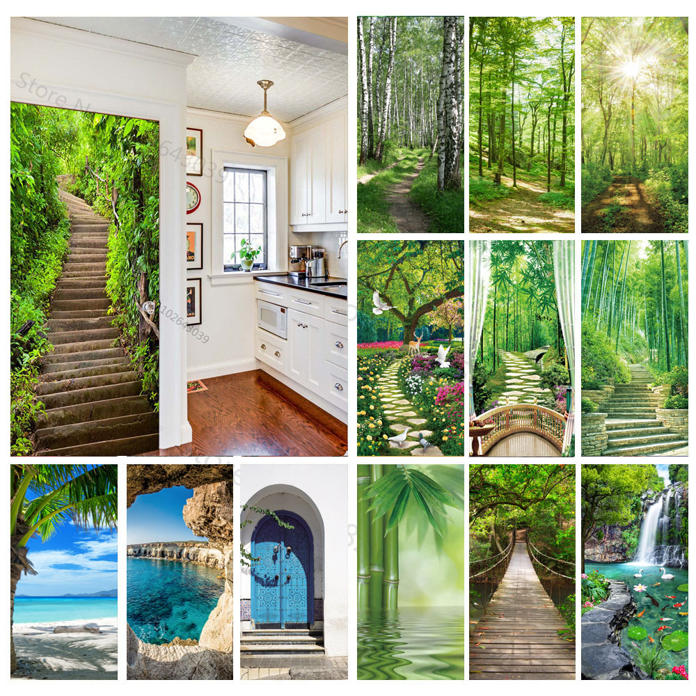 Steps Forest 3D Door Stickers  - Interior Design Home ulasan dan harga